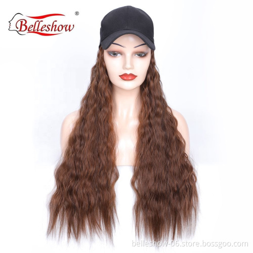 Hot sell wholesale baseball cap wig cheap hat wig fashion avant-garde wool roll wig cap synthetic cap long curly hair